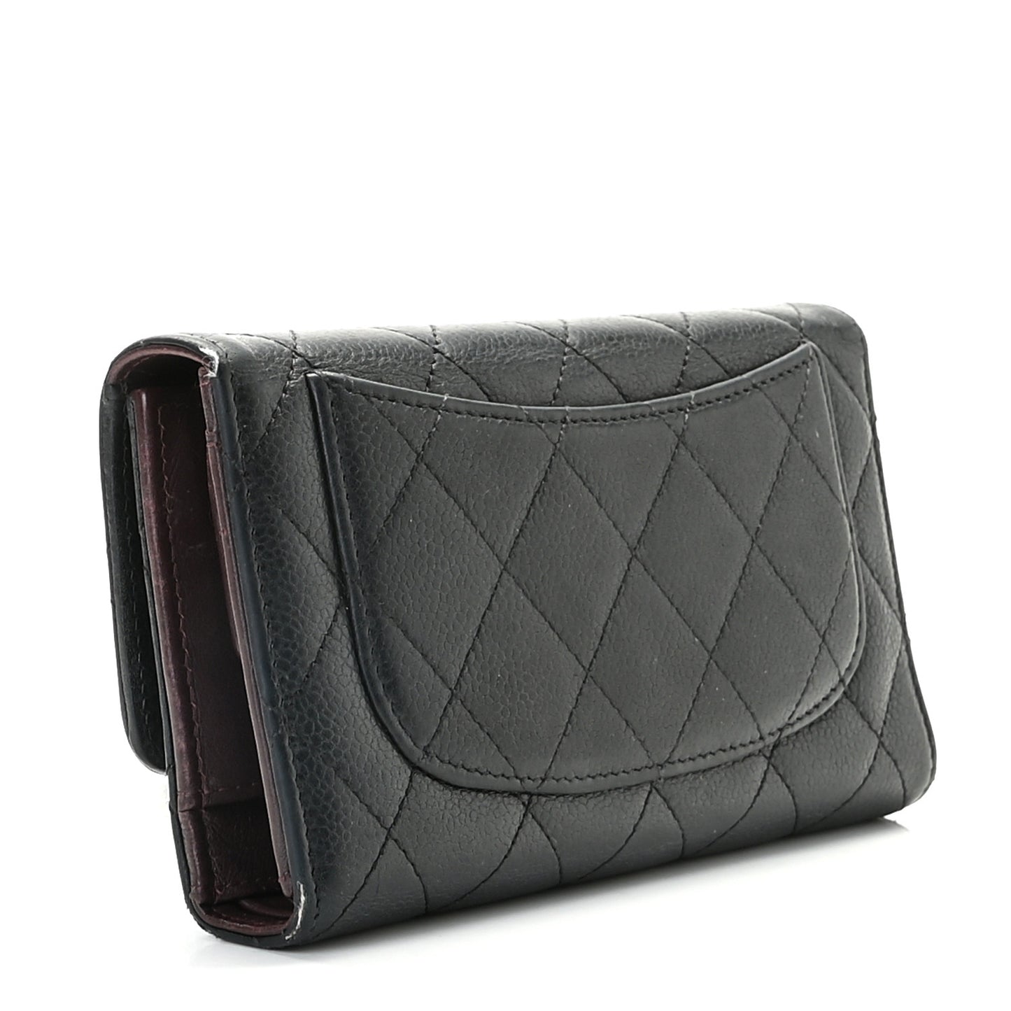 Caviar Quilted Large Flap Wallet Black