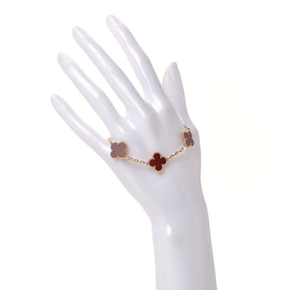 Van Cleef & Arpels 18K Yellow Gold Carnelian 5 Motifs Vintage Alhambra Bracelet 2 of 6