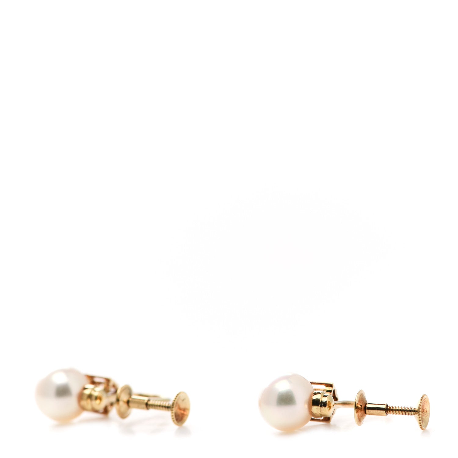 Mikimoto 18K Yellow Gold Diamond Akoya Pearl 8mm Screw-On Earrings 3 of 4