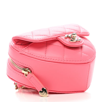 Chanel Lambskin Quilted CC In Love Heart Waist Belt Bag With Chain Pink 4 of 10