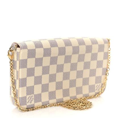 Louis Vuitton Damier Azur Pochette Felicie Chain Wallet Rose Ballerine 3 of 9