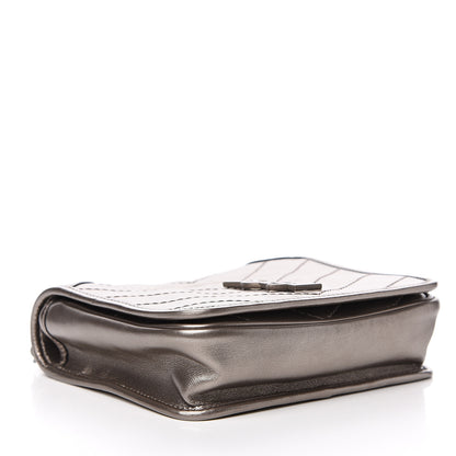 Saint Laurent Metallic Calfskin Matelasse Monogram Niki Chain Wallet Platinum 3 of 8