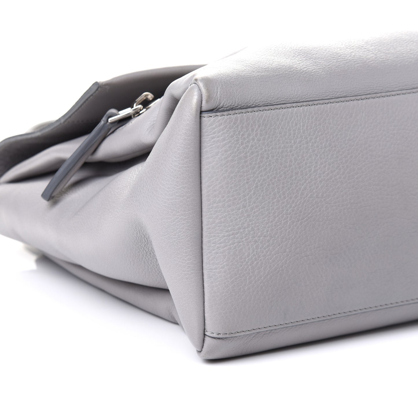 Grained Calfskin Medium Pandora Pure Flap Bag Pearl Grey