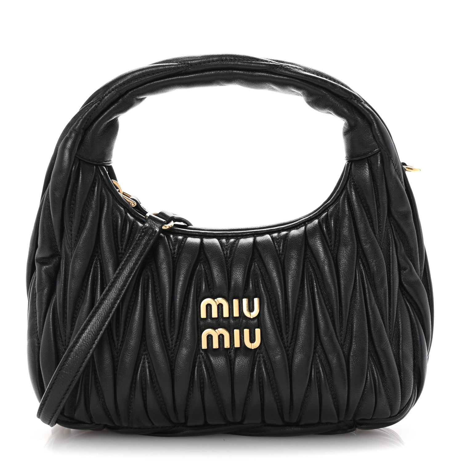 Miu Miu Nappa Matelasse Small Wander Hobo Black 1 of 10