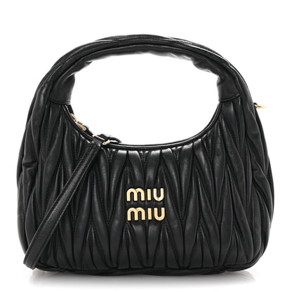 Miu Miu Nappa Matelasse Small Wander Hobo Black 1 of 10