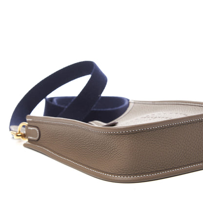 Hermes Taurillon Clemence Amazone Evelyne TPM Etoupe Bleu Indigo 5 of 10