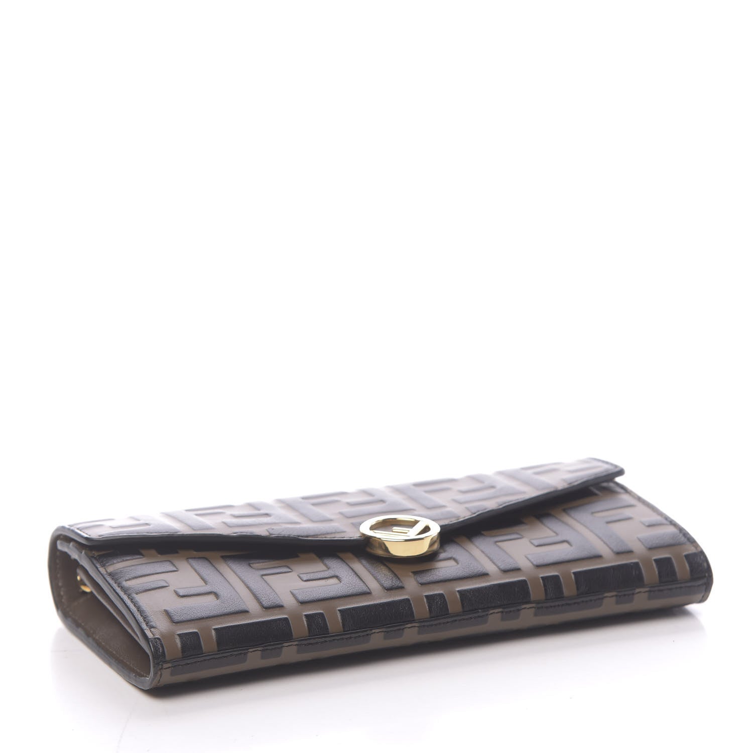 Fendi Vitello Soft F is Fendi Bi-Color FF 1974 Embossed Continental Envelope Wallet On Chain Maya Black 4 of 11