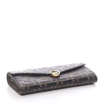 Fendi Vitello Soft F is Fendi Bi-Color FF 1974 Embossed Continental Envelope Wallet On Chain Maya Black 4 of 11