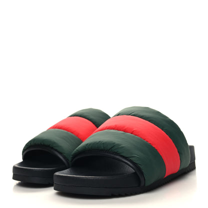 Gucci Nylon Web Womens Slide Sandals 37 Black Green Red 3 of 8