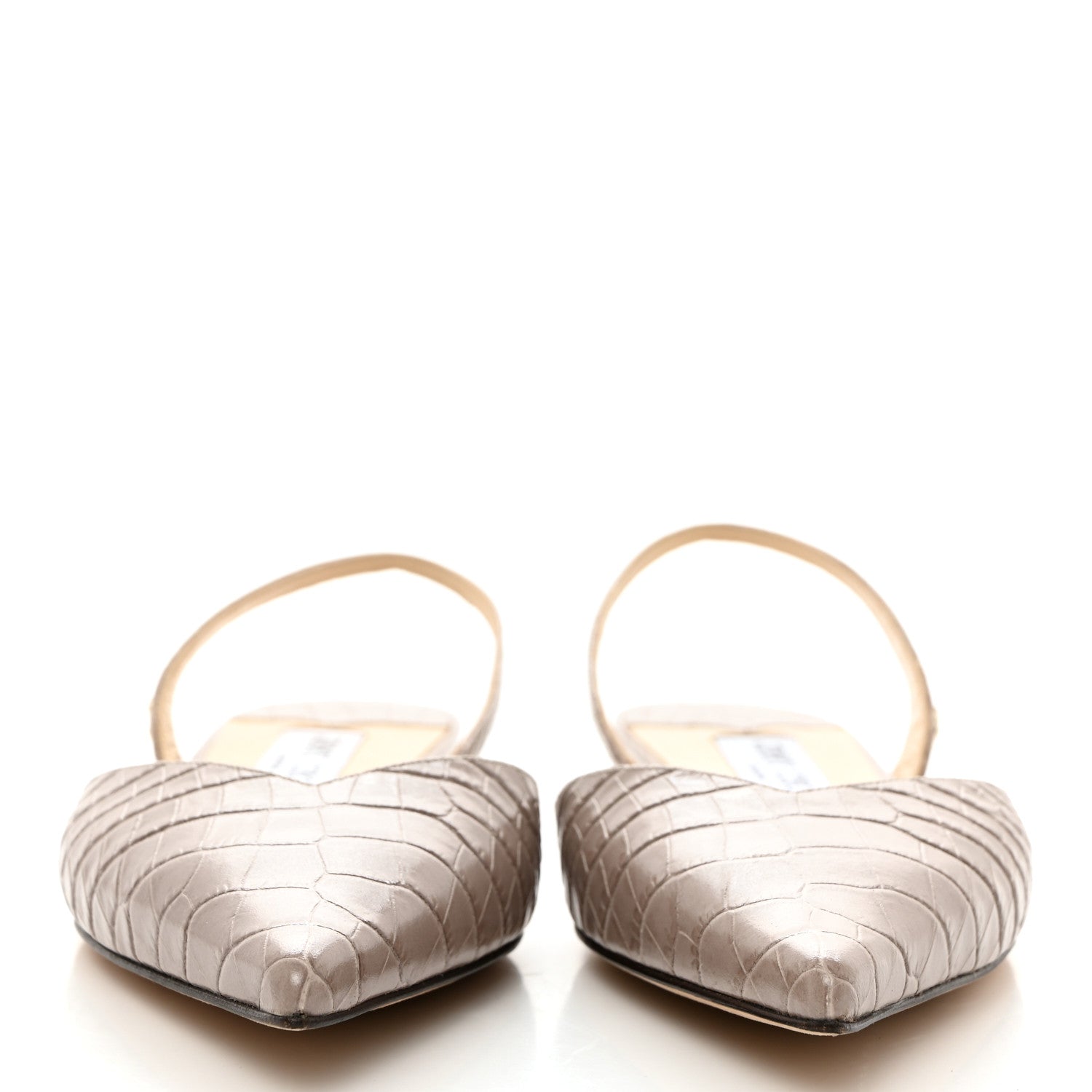 Jimmy Choo Crocodile Embossed Slingback Flat 37 Beige 2 of 8