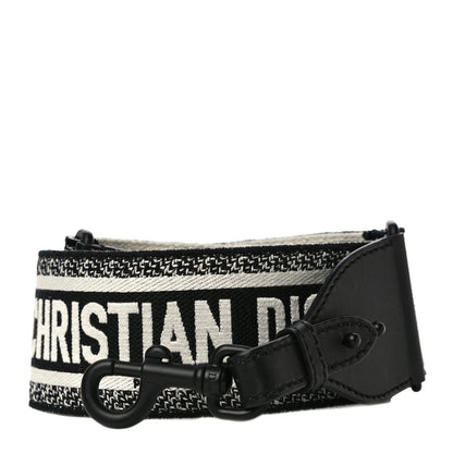 Christian Dior Canvas Embroidered Shoulder Strap Black Ultramatte 1 of 8