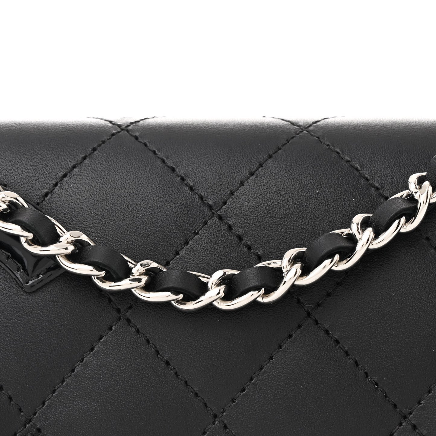 Calfskin Quilted Cambon Wallet on Chain WOC Black