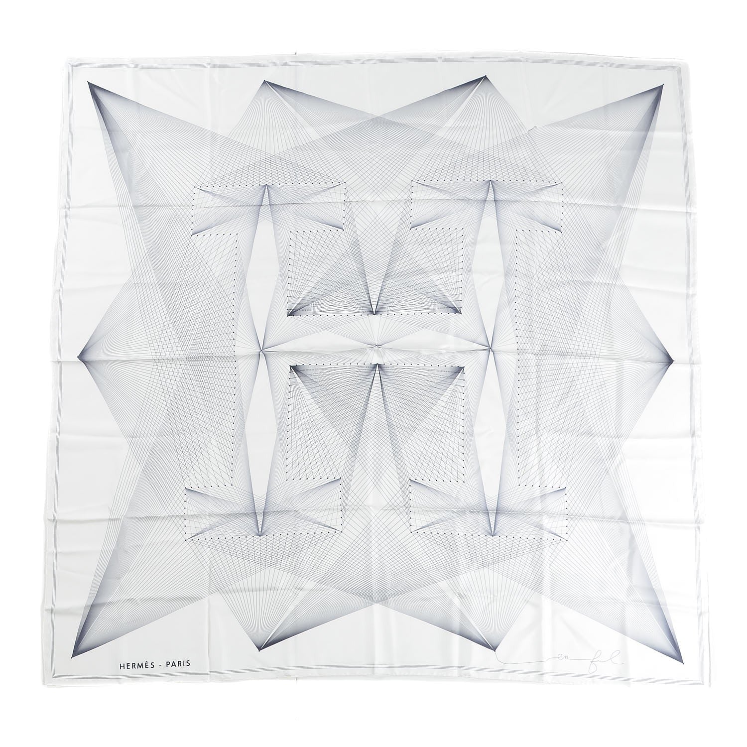 Hermes Silk Hiver H En Fil Scarf 140 White Anthracite 1 of 7