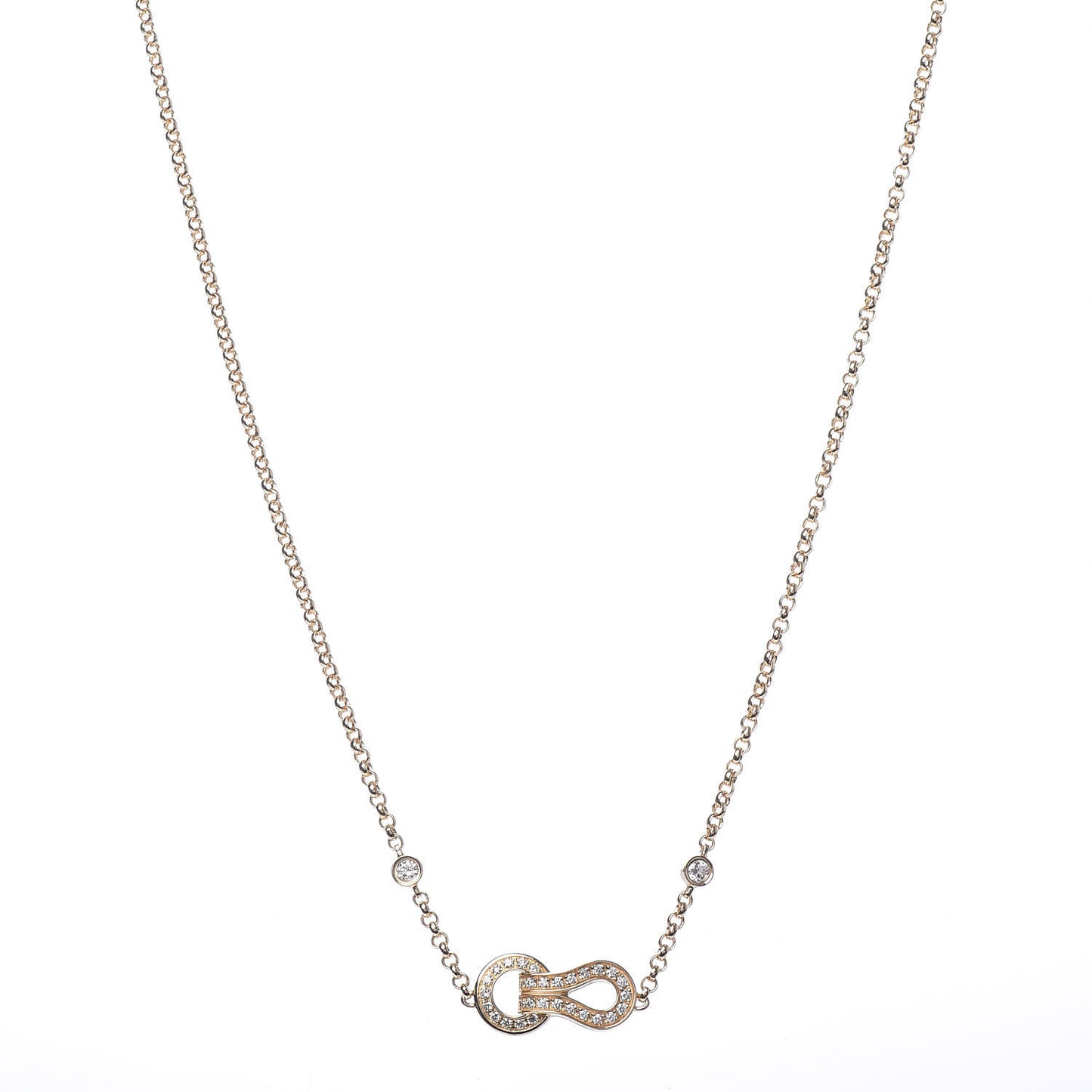 18K Yellow Gold Diamond Agrafe Pendant Necklace