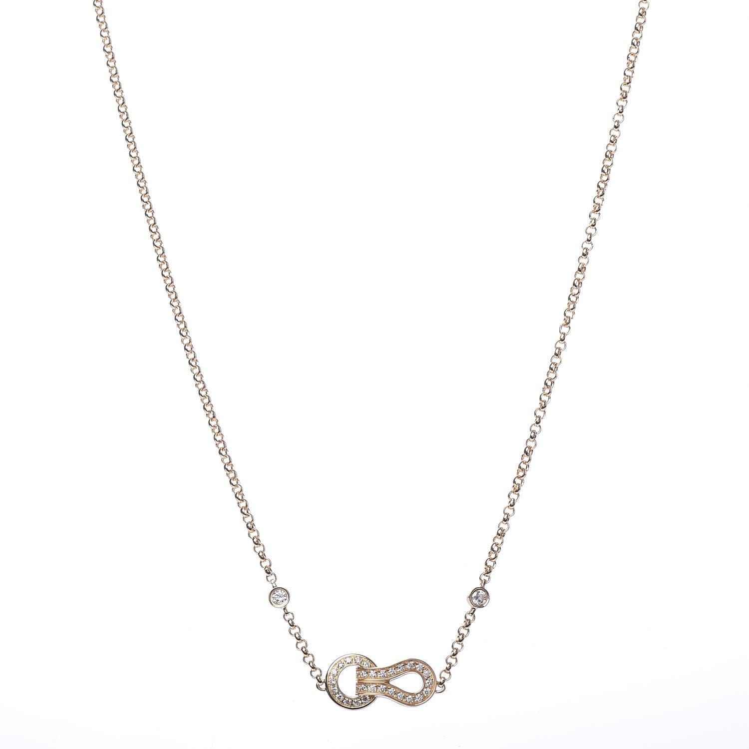 Cartier 18K Yellow Gold Diamond Agrafe Pendant Necklace 1 of 6