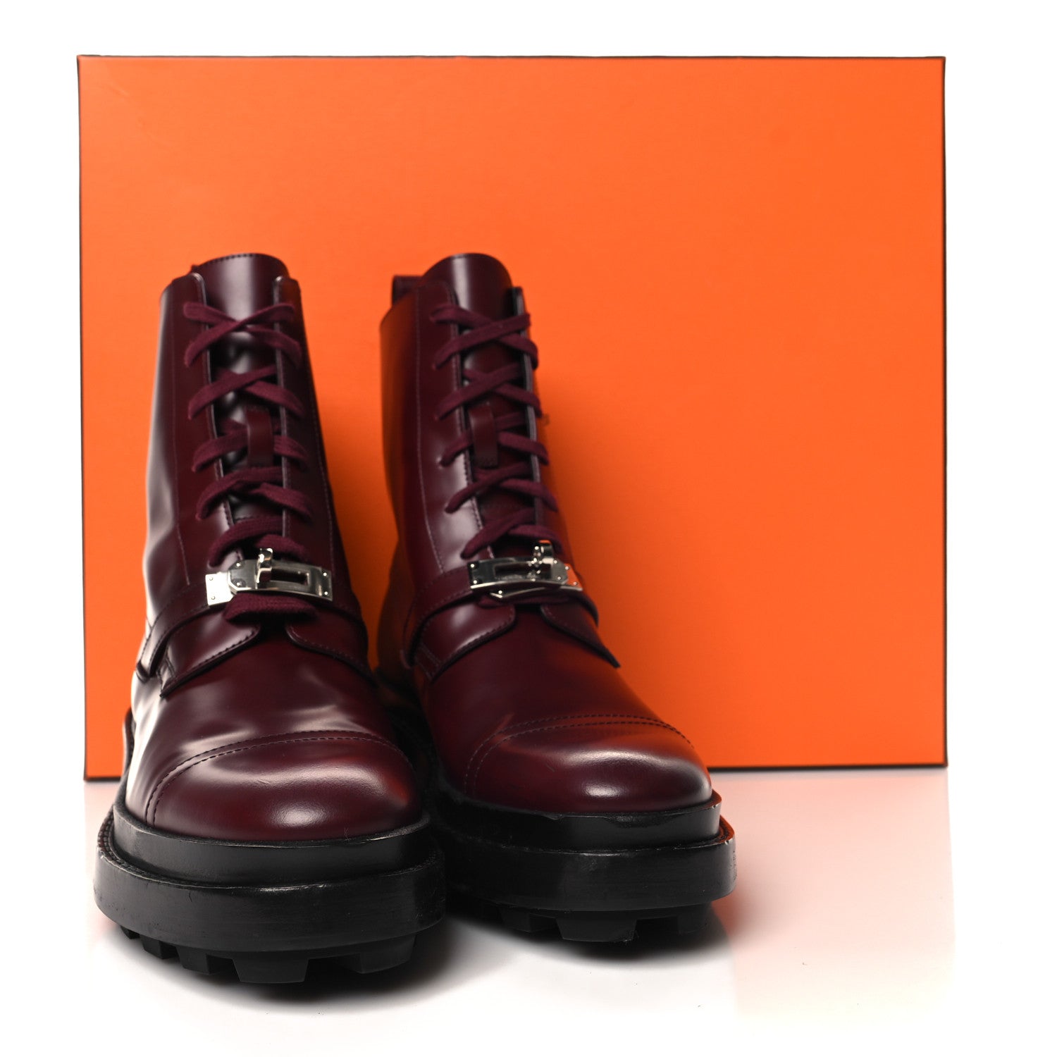 Hermes Glossed Calfskin Funk Ankle Boots 36 Rouge H 9 of 9