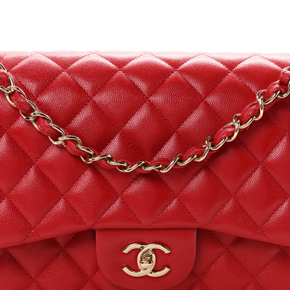 Chanel Caviar Quilted Jumbo Double Flap Red 8 of 10
