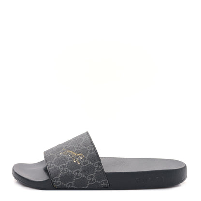 Gucci GG Supreme Monogram Tigers Mens Slide Sandals 8 Black Multicolor 1 of 8
