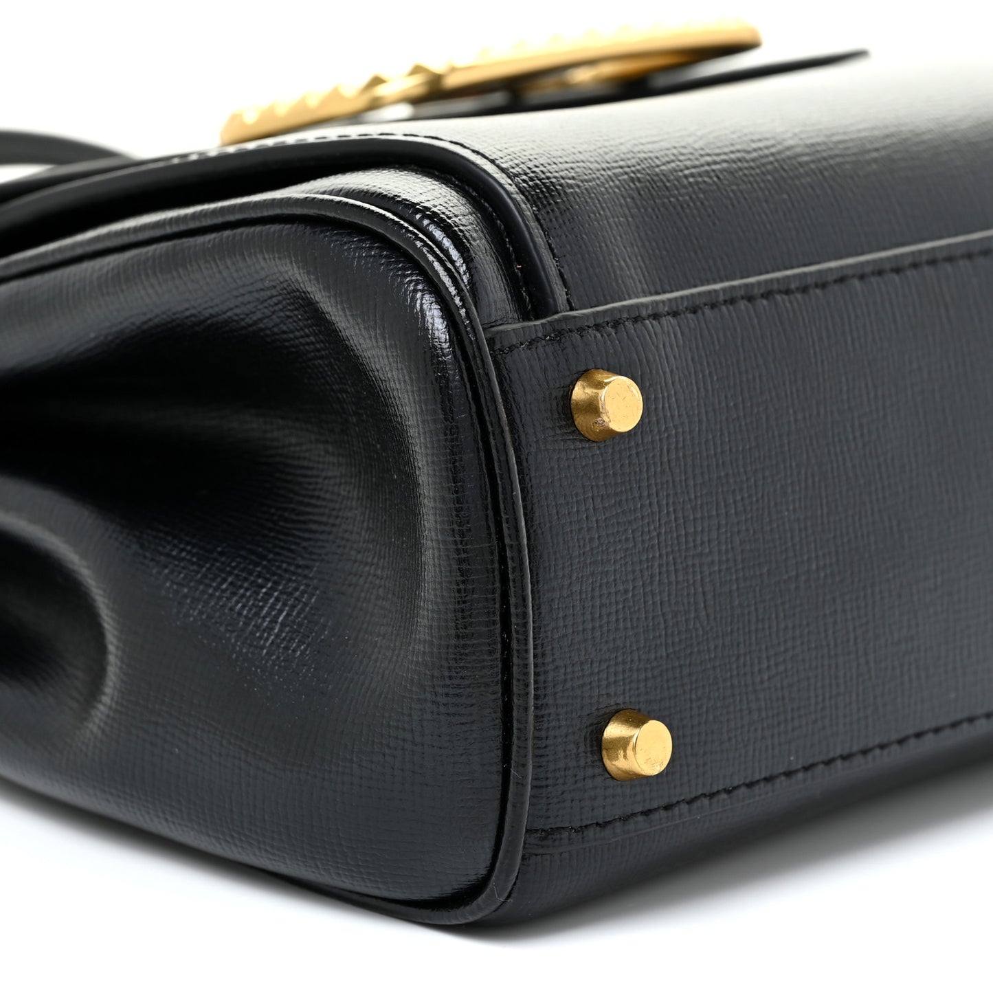 Grainy Calfskin Rockstud Medium Alcove Top-Handle Bag Black