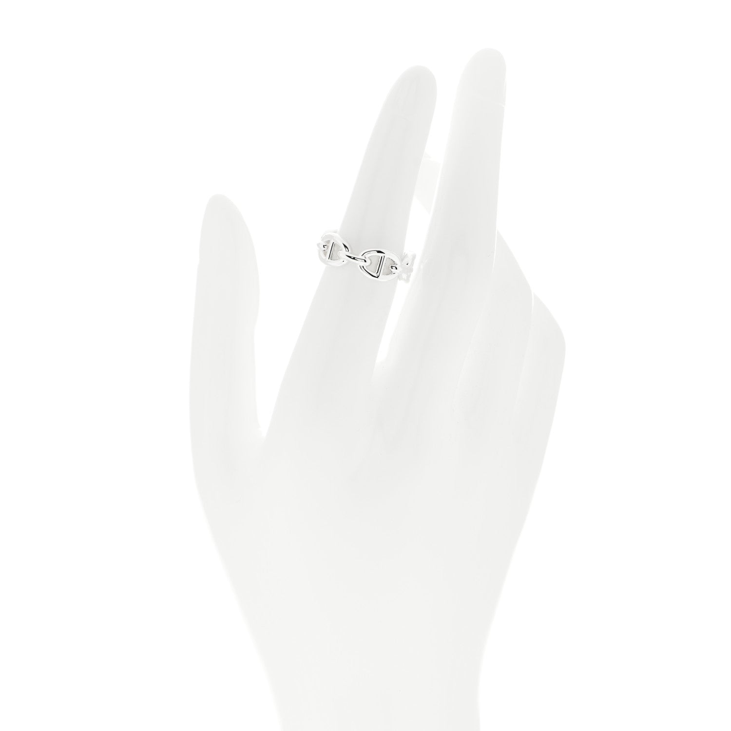 Hermes Sterling Silver PM Chaine d'Ancre Enchainee Band Ring 51 5.75 2 of 9