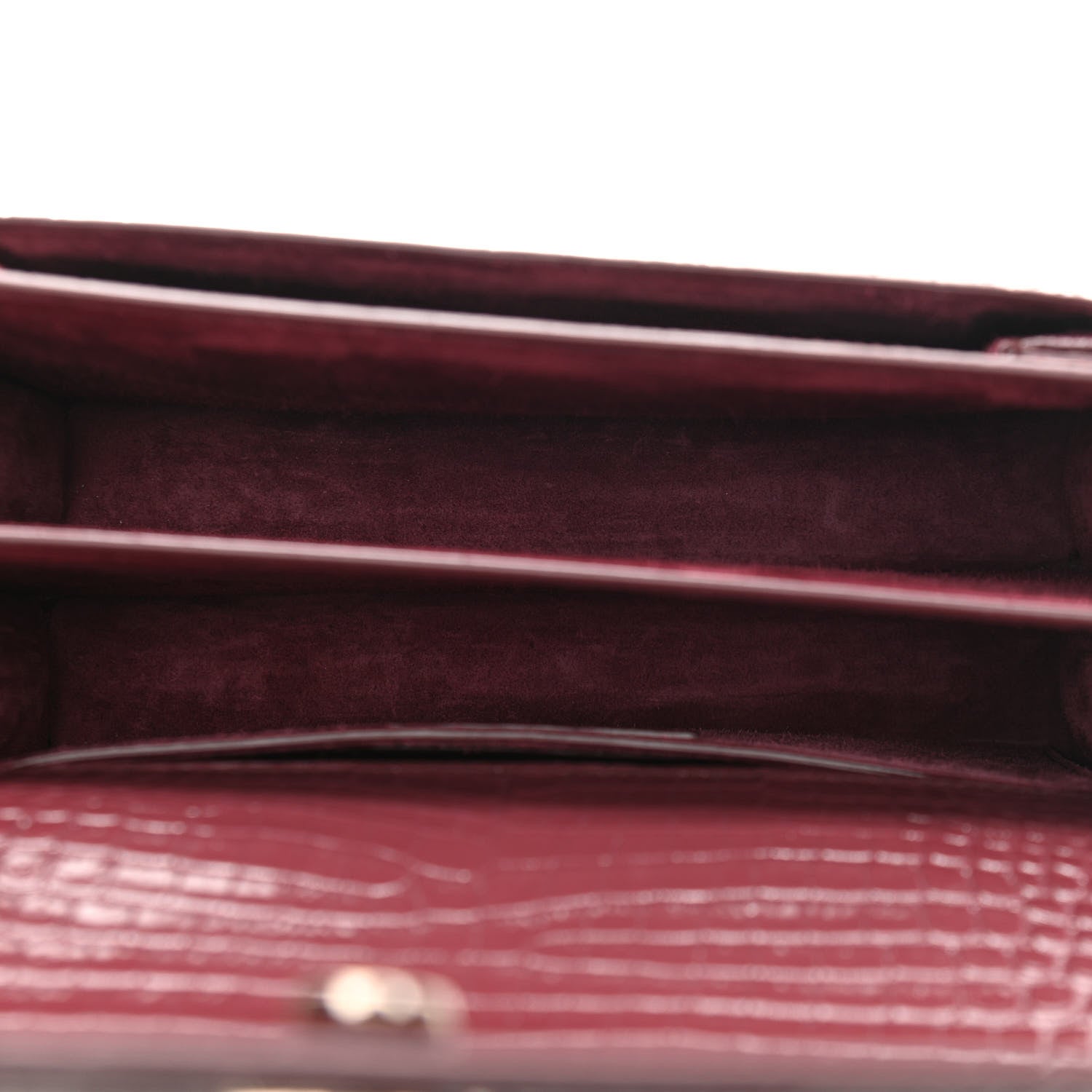 Saint Laurent Calfskin Crocodile Embossed Medium Monogram Sunset Rouge Legion 5 of 10