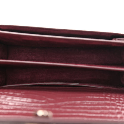 Saint Laurent Calfskin Crocodile Embossed Medium Monogram Sunset Rouge Legion 5 of 10