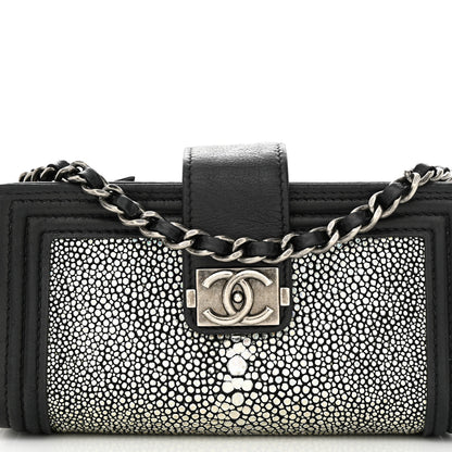 Chanel Metallic Galuchat Stingray Lambskin Mini Clutch With Removable Chain Black 9 of 11
