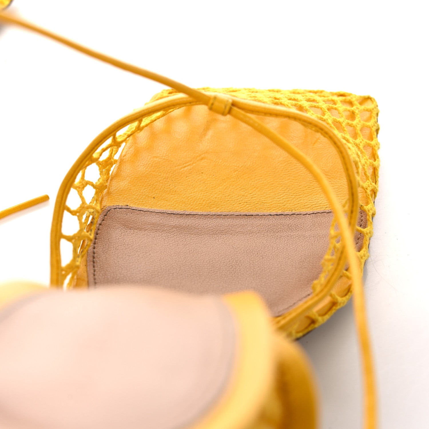 Bottega Veneta Mesh Nappa Stretch Ankle Tie Sandals 41 Egg Yolk 10 of 14