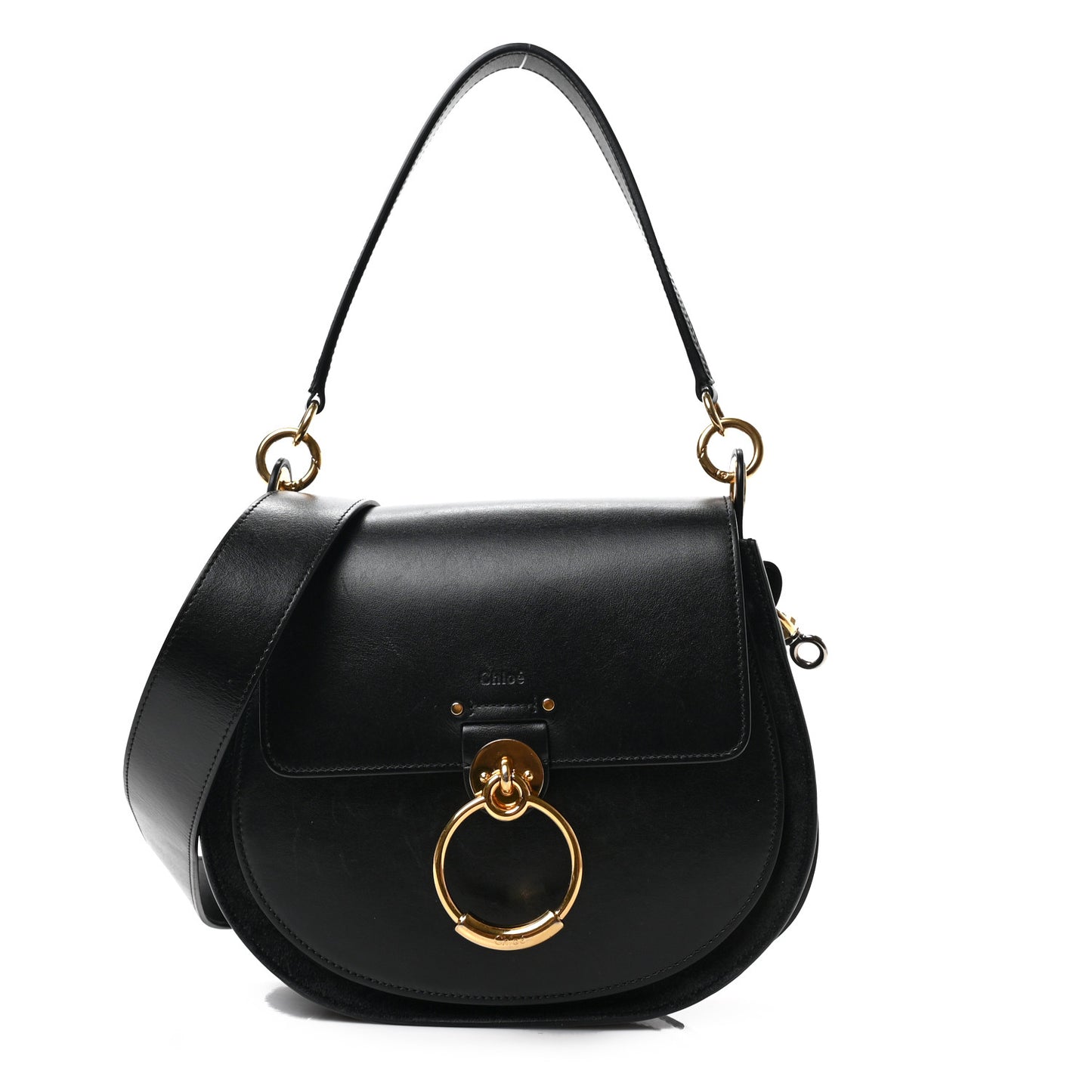 Calfskin Suede Large Tess Bag Black