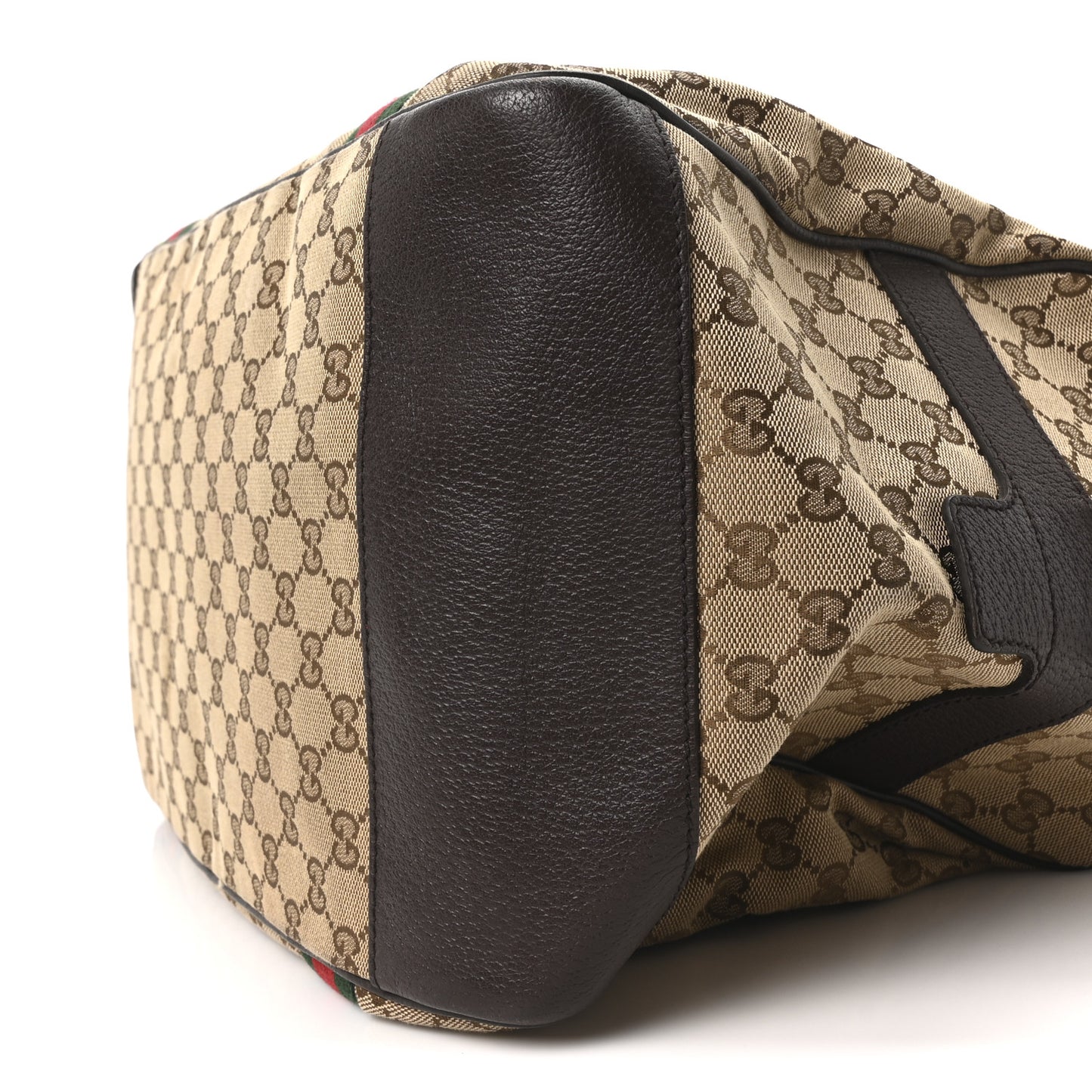 GG Monogram Web Duffle Bag Dark Brown