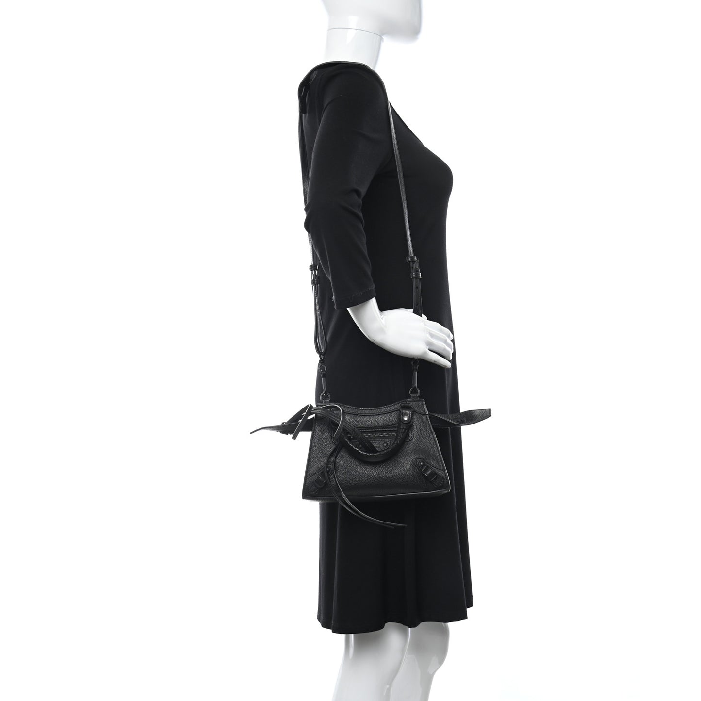 Grained Calfskin Neo Classic Black Hardware Mini City Black