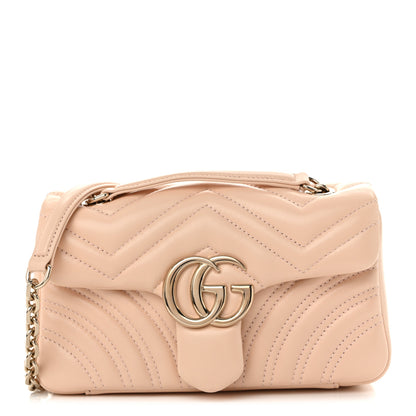 Gucci Lambskin Matelasse Small GG Marmont Shoulder Bag Pink Beige 1 of 10