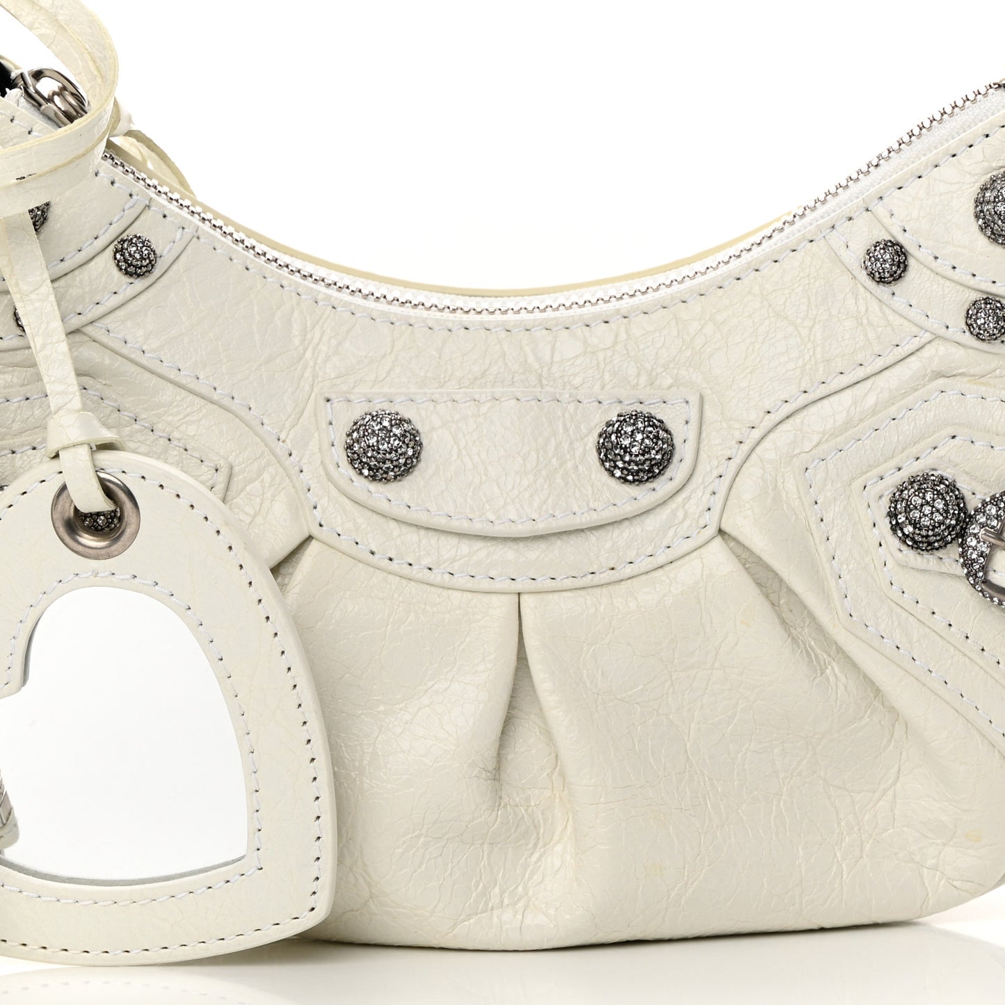 Agneau Arena Crystal Le Cagole Shoulder Bag XS Optic White