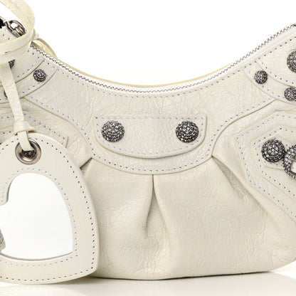 Balenciaga Agneau Arena Crystal Le Cagole Shoulder Bag XS Optic White 8 of 14