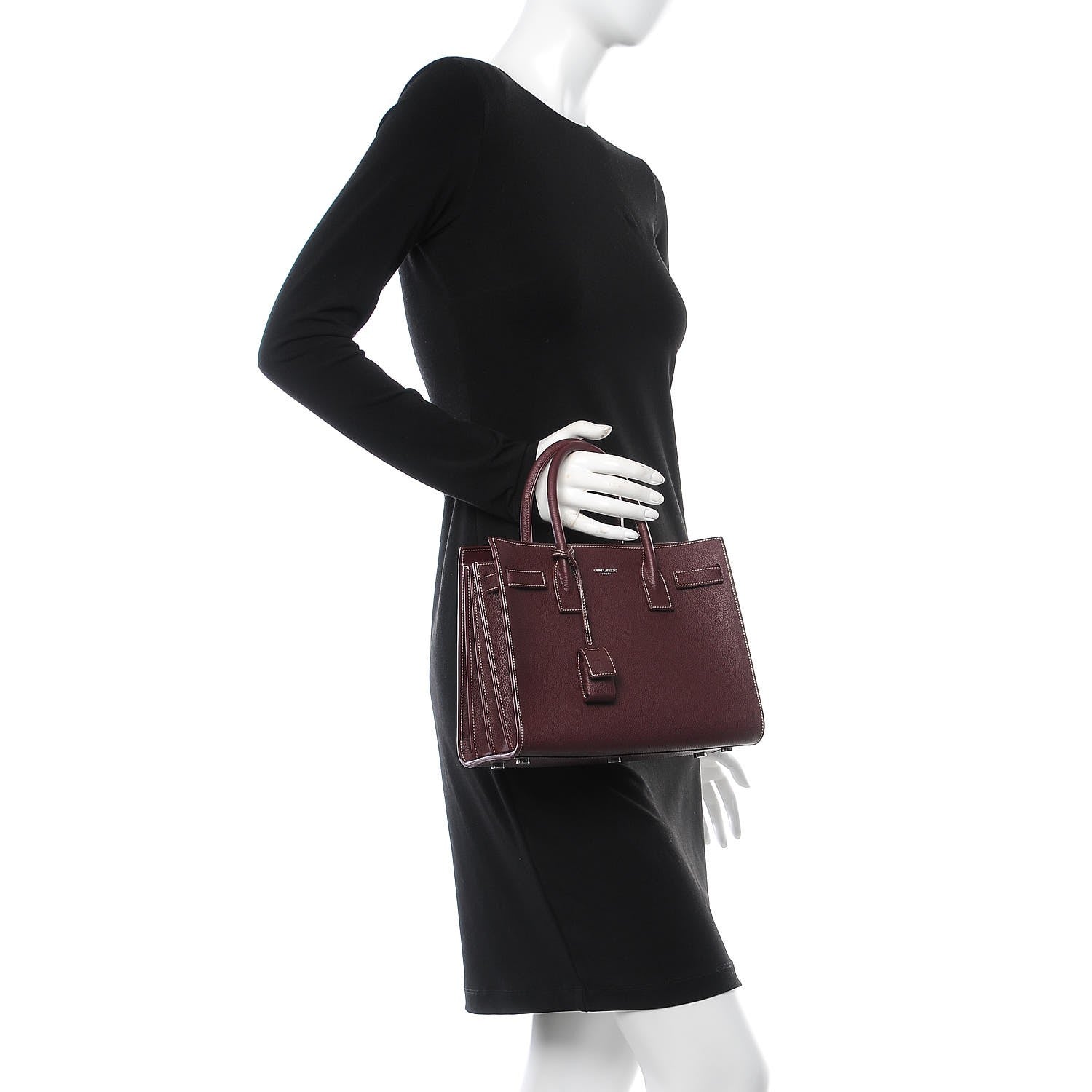 Saint Laurent Grained Calfskin Topstich Baby Sac De Jour Rouge Legion 3 of 9