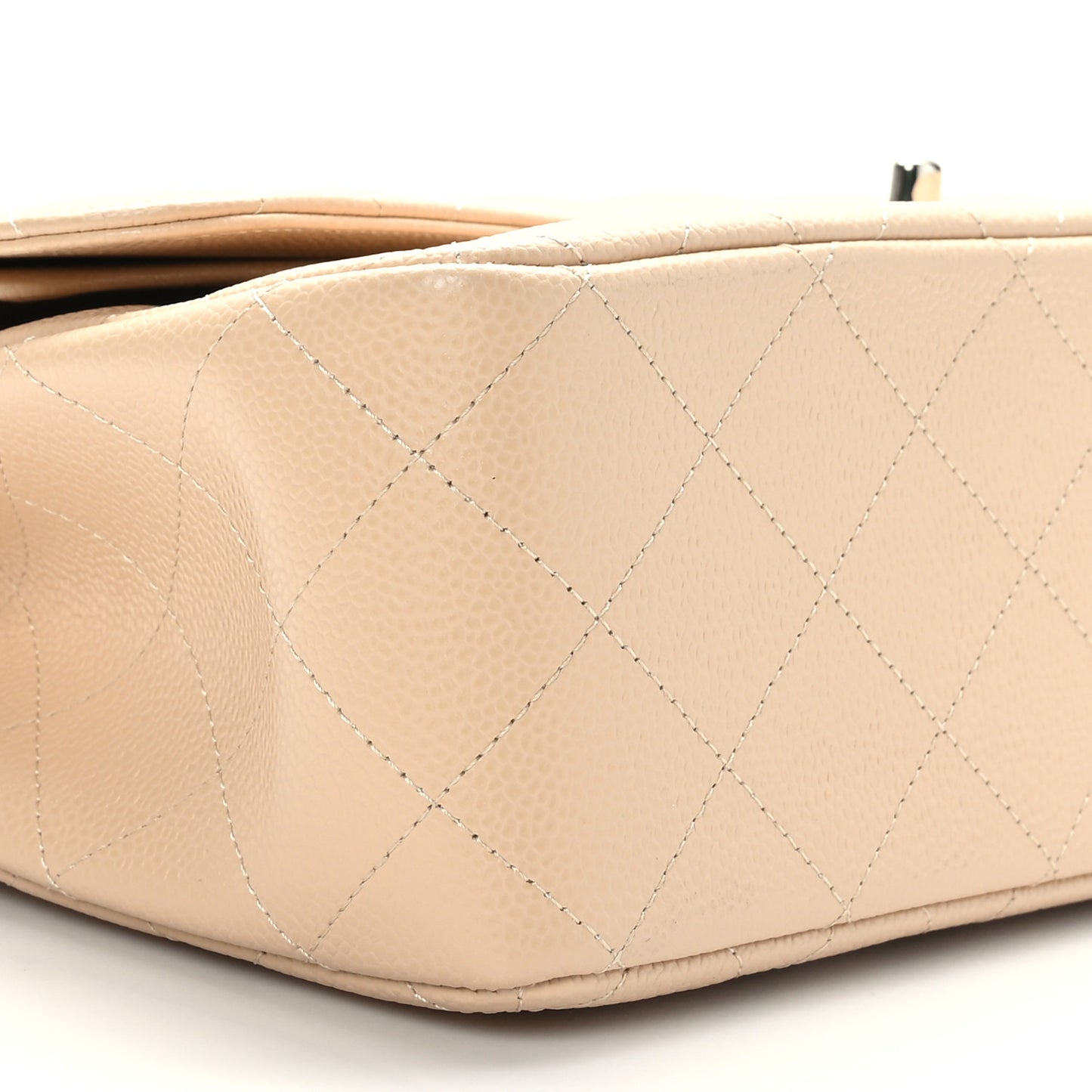 Caviar Quilted Jumbo Double Flap Beige