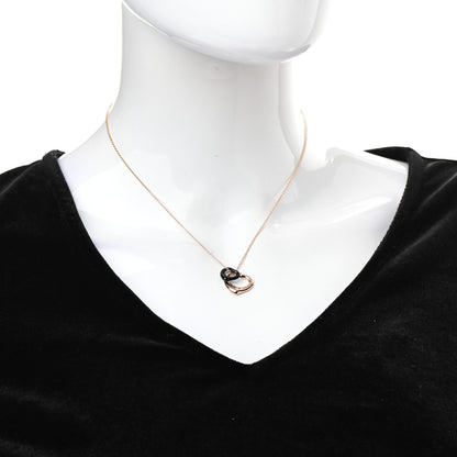 Tiffany 18K Rose Gold Black Jade 16mm Elsa Peretti Double Open Heart Pendant Necklace 2 of 6