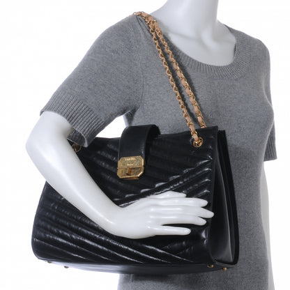 Chanel Calfskin Chevron Gabrielle Tote Black 2 of 8