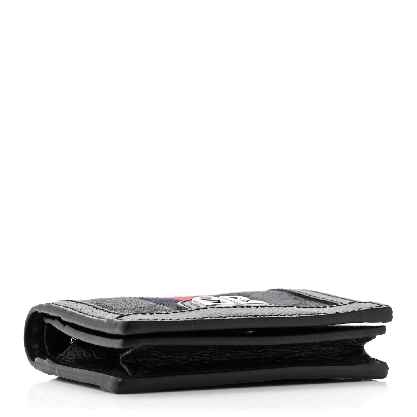 X BALENCIAGA BB Monogram Web Ophidia Card Case Wallet Black