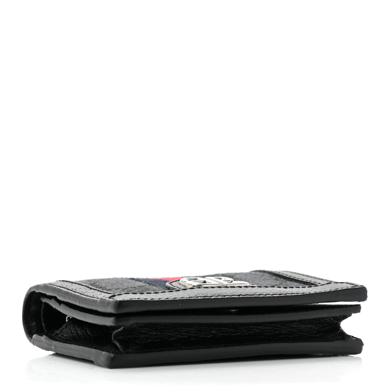 Gucci X BALENCIAGA BB Monogram Web Ophidia Card Case Wallet Black 4 of 12