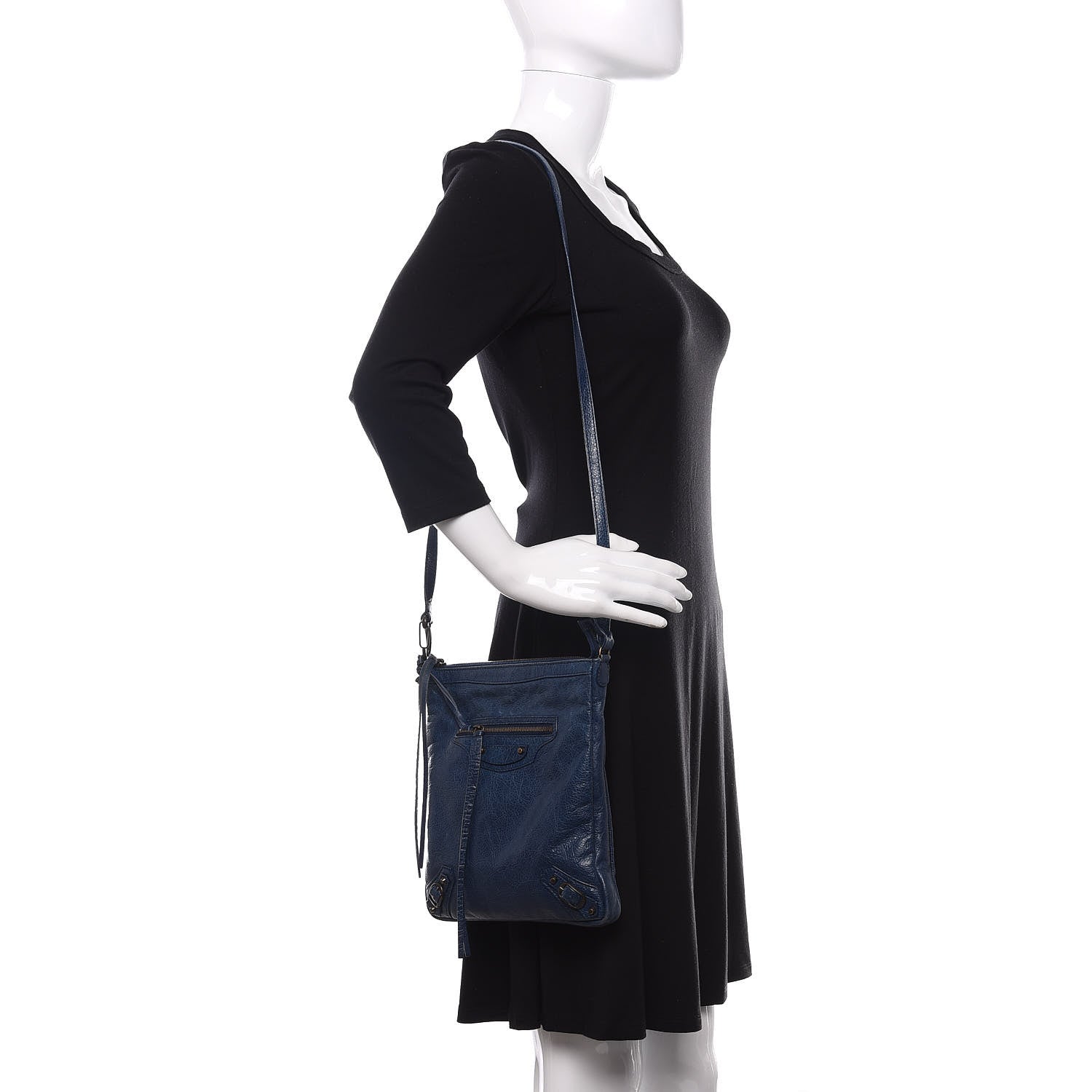 Balenciaga Agneau Classic Hardware Flat Crossbody Bleu Mineral 2 of 16