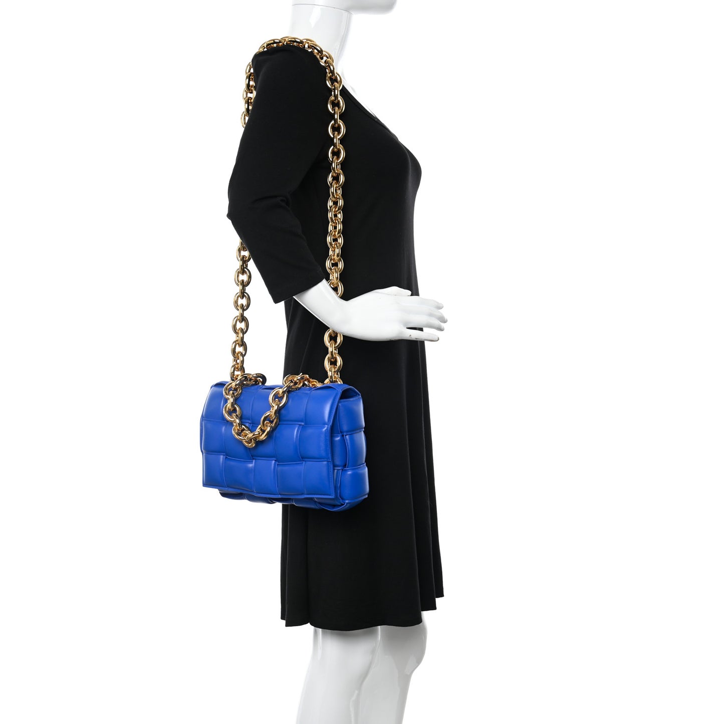 Lambskin Maxi Intreccio Padded Chain Cassette Crossbody Bag Cobalt
