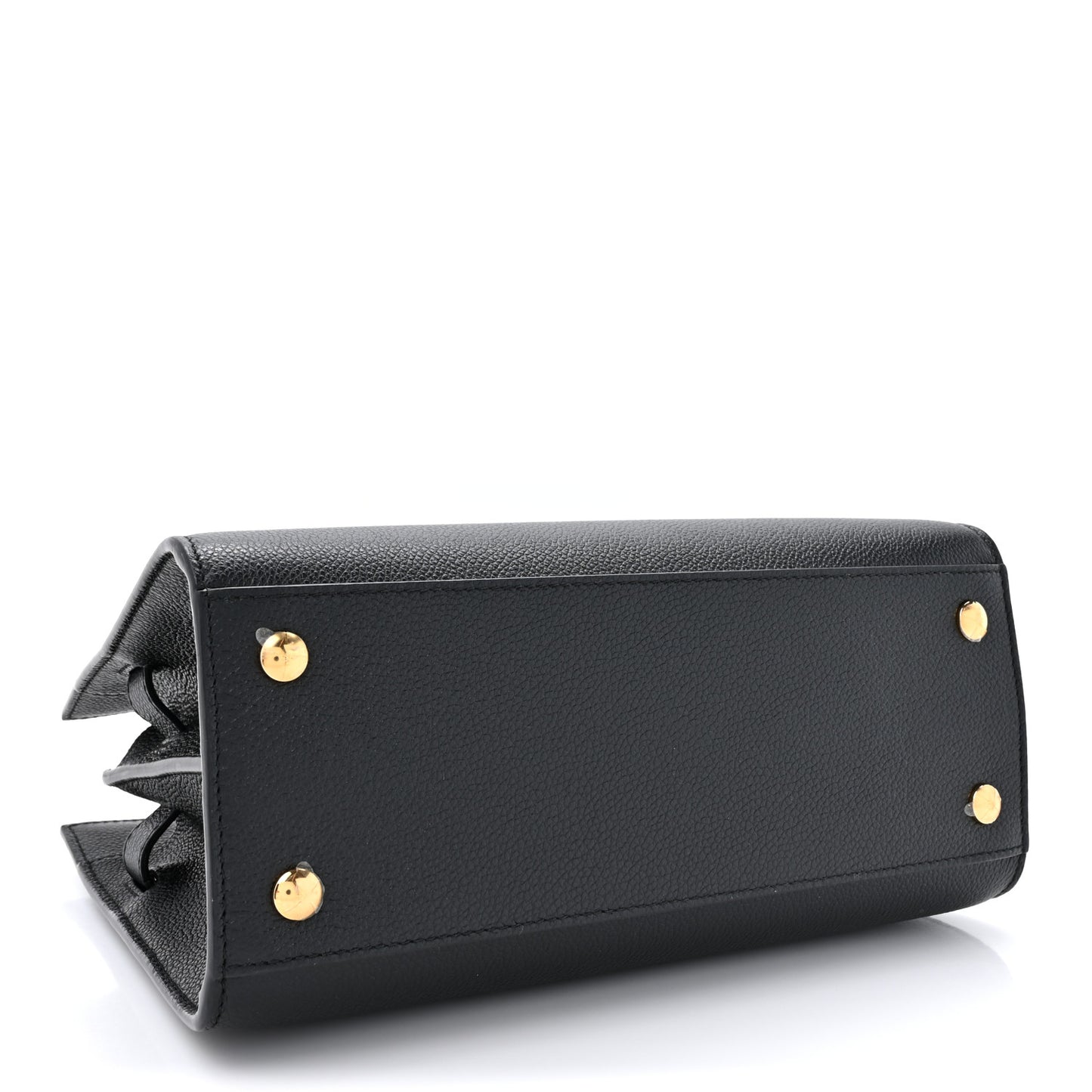 Grainy Calfskin Mini Two Handle Title Bag Black