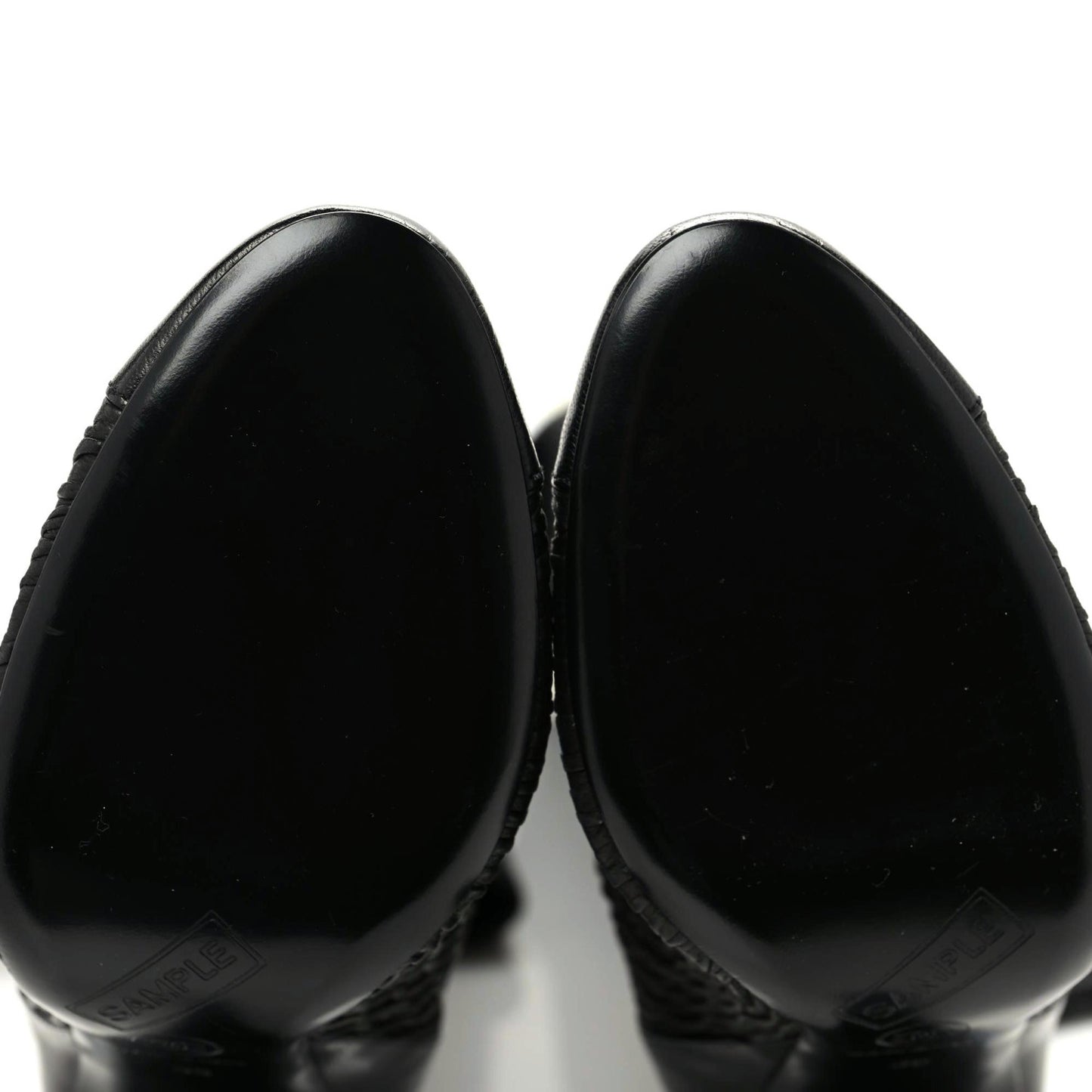 Calfskin Embossed Snakeskin Cap Toe CC Over The Knee Boots 39 Black