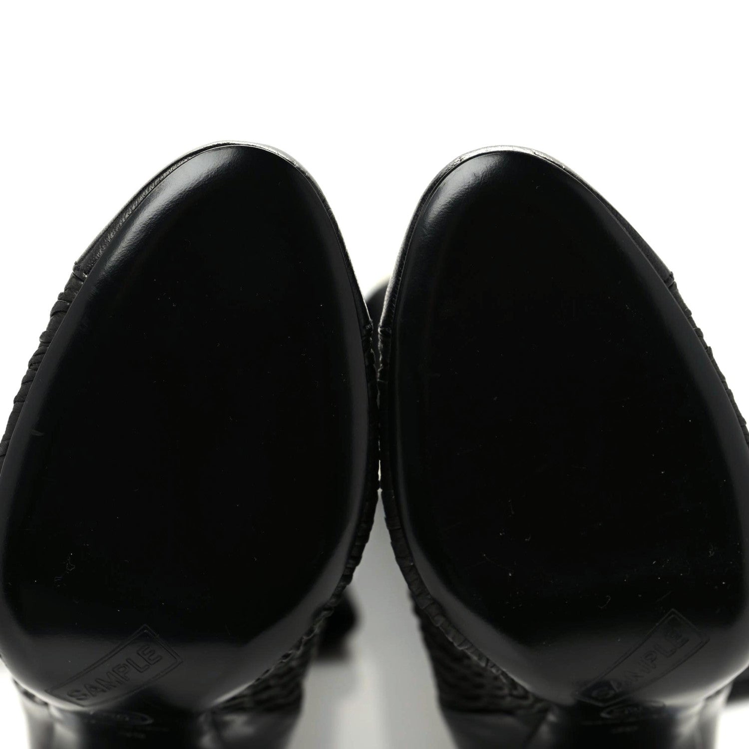 Chanel Calfskin Embossed Snakeskin Cap Toe CC Over The Knee Boots 39 Black 7 of 8