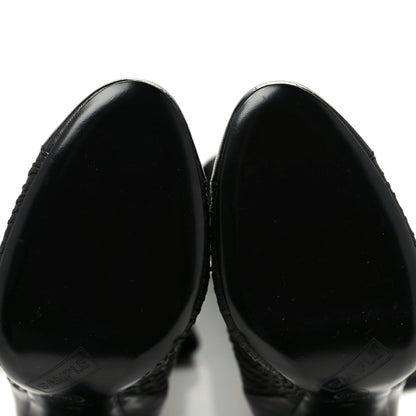 Chanel Calfskin Embossed Snakeskin Cap Toe CC Over The Knee Boots 39 Black 7 of 8