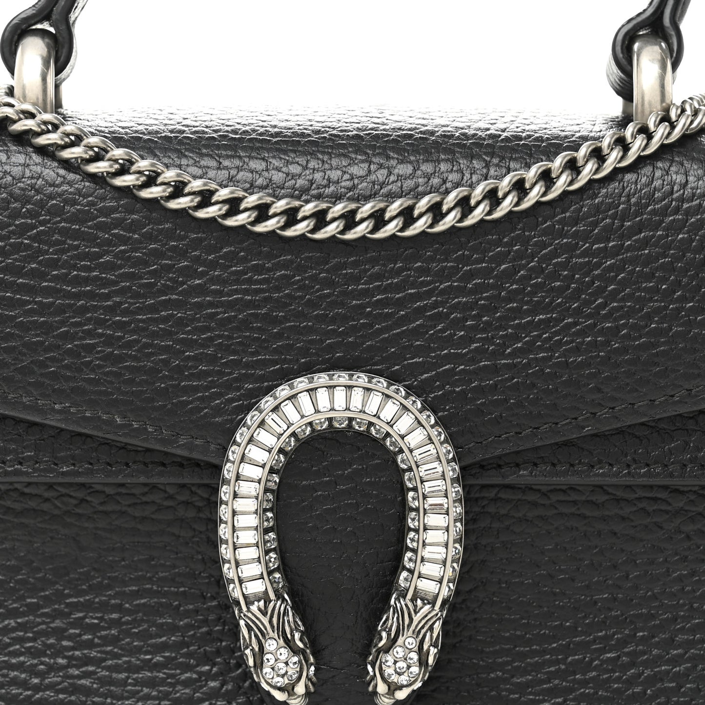 Dollar Calfskin Crystal Mini Dionysus Top Handle Bag Black Crystal