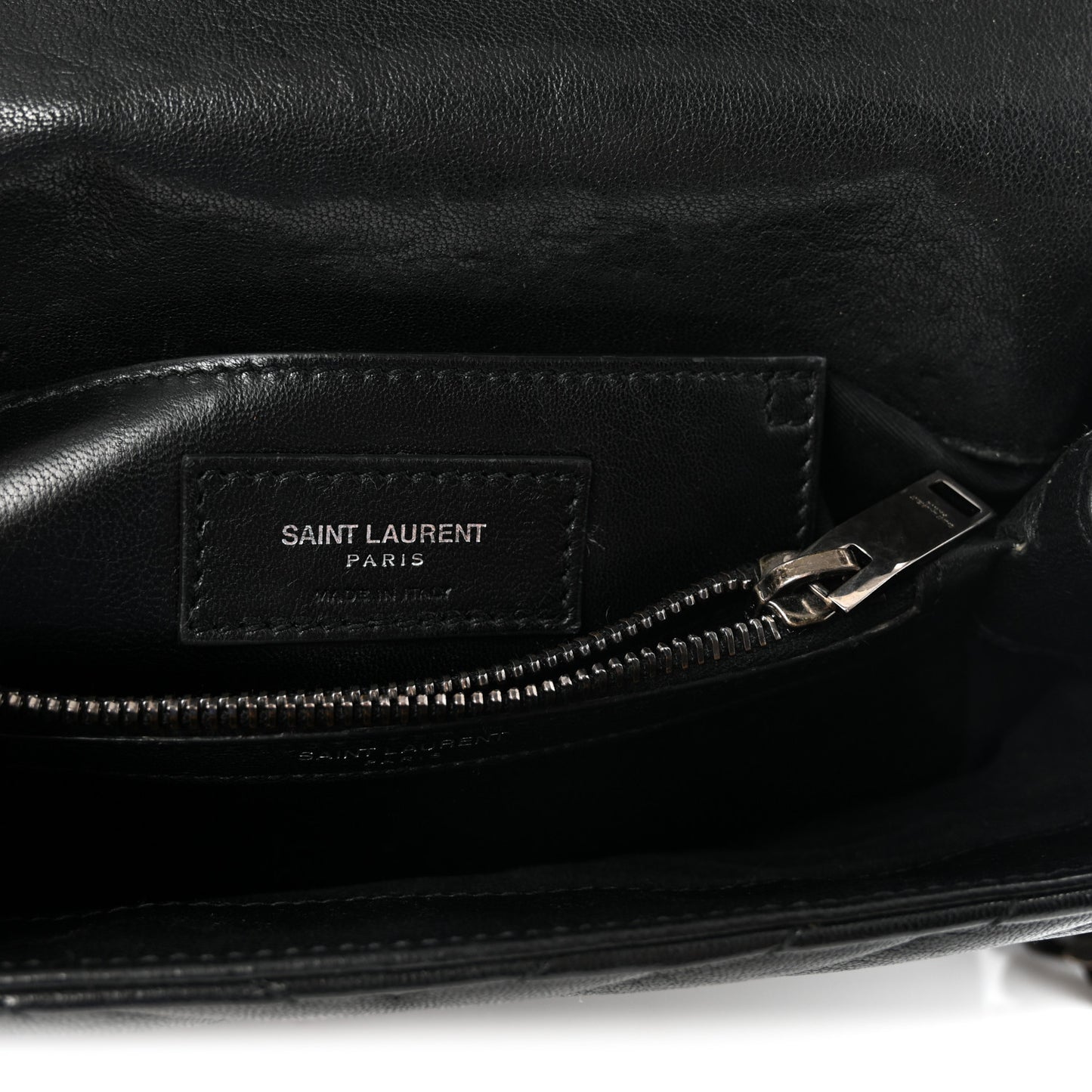 Sheepskin Matelasse Chevron Monogram Medium College Bag Black