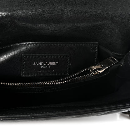 Saint Laurent Sheepskin Matelasse Chevron Monogram Medium College Bag Black 6 of 9
