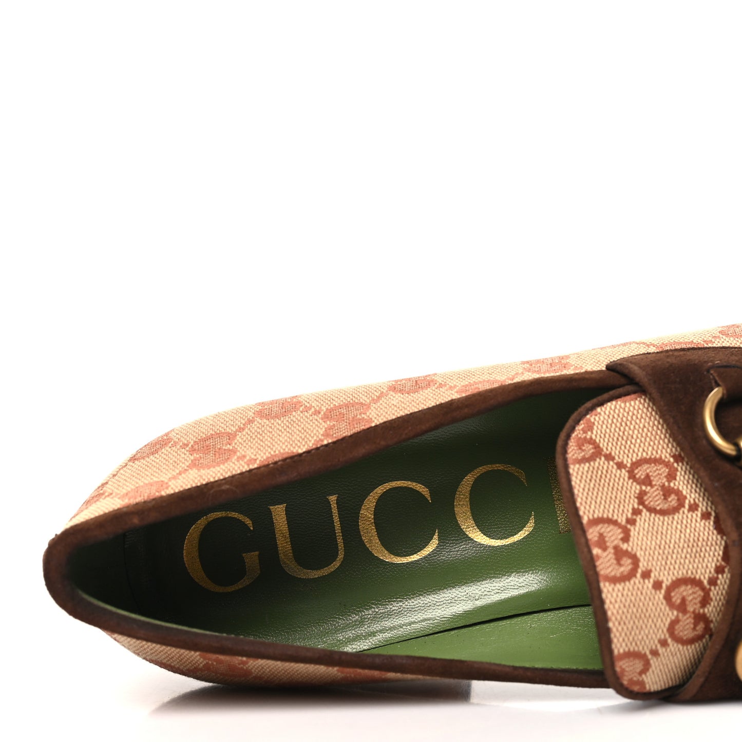 GG Monogram Suede Houdan Mid Heel Platform Loafers 40 Beige